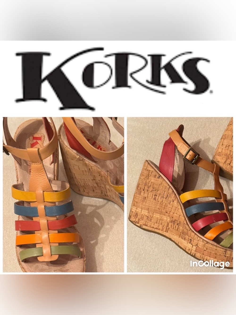 Kork-Ease Colorful Strappy Wedge Sandals